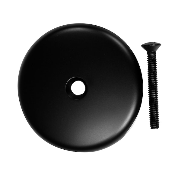 Westbrass 3-1/8" Single Hole Overflow Face Plate and Screw in Powdercoated Black D328-62 - main